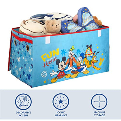 Idea Nuova Disney Mickey Mouse Collapsible Children’s Toy Storage Trunk, Durable with Soft Lid, 28.5"x 14.5"x16" - color: Mickey Mouse