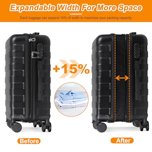 SUPER DEAL 21 Inch Carry On Luggage with Spinner Wheels, Expandable Hardside Suitcase Height Adjustable Durable Rolling Luggage with Porable Handle and Side Feet for Business Trips and Travel, Black - color: Black
