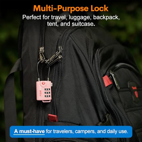 Forge TSA Approved Cable Luggage Locks, 2 Pink Locks, Re-settable Combination with Alloy Body - color: Pink 2 Locks