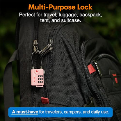 Forge TSA Approved Cable Luggage Locks, 2 Pink Locks, Re-settable Combination with Alloy Body - color: Pink 2 Locks