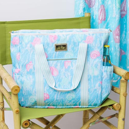 Lilly Pulitzer Beach and Picnic Cooler, Insulated Bag with Adjustable Shoulder Strap and Zipper, Soft Cooler - color: Shelden