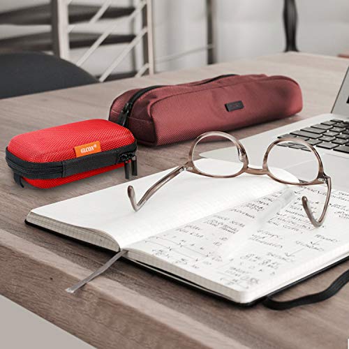 Red Rectangle Small EVA Case - Portable Protection Hard Shell Exterior Lightweight Universal Zipper Pouch Carrying Bag for Earbud, Headset, Charger, Airpods, iPod, USB Cable, MP3, Key, Change Purse - color: Red