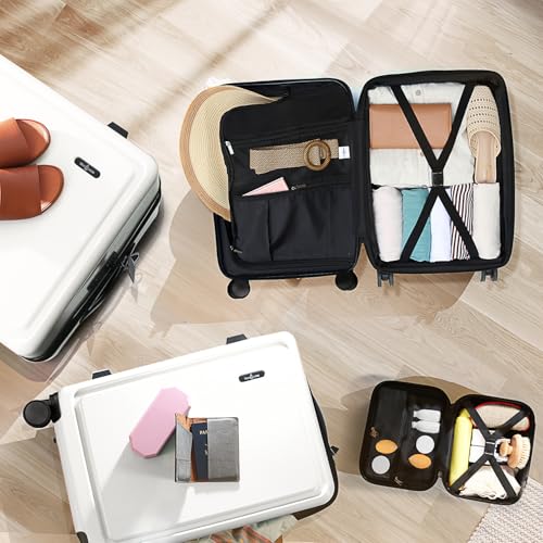 TRAVELARIM Hard Shell Luggage Sets with Spinner Wheels 4 Piece, Expandable Large Suitcases with TSA Lock, Travel Large Suitcase Set, White Luggage Set - color: White, size: 4 Piece Set (20/24/28)