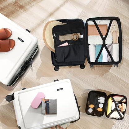 TRAVELARIM Hard Shell Luggage Sets with Spinner Wheels 4 Piece, Expandable Large Suitcases with TSA Lock, Travel Large Suitcase Set, White Luggage Set - color: White, size: 4 Piece Set (20/24/28)