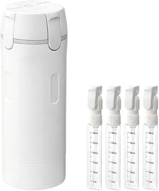 4 in 1 Travel Dispenser, 4 Pack 30ML/1OZ Travel Bottles with Stickers for Toiletries, Leak Proof Travel Size Containers, Portable for Shampoo Lotion Conditioner Cream White