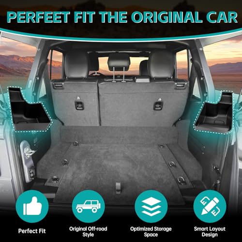 Rear Trunk Organizer Tray Compatible with 2018-2023 Jeep Wangler JL JLU 4XE Rubicon Sahara 4 Door, Wheel Well Storage Box Cargo Organizer Accessories for Jeep Wangler JL (Left + Right) - color: 2018-2023