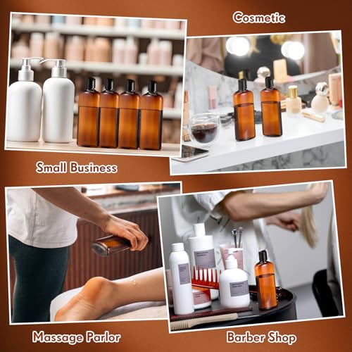 Domensi 24 Pcs Plastic Bottle Squeeze Containers with Disc Cap Travel Bottles Reusable Empty Toiletries Shampoo Containers Refillable Travel bottles for Shampoo Lotions (6.8oz,Brown) - color: Brown, size: 6.8oz