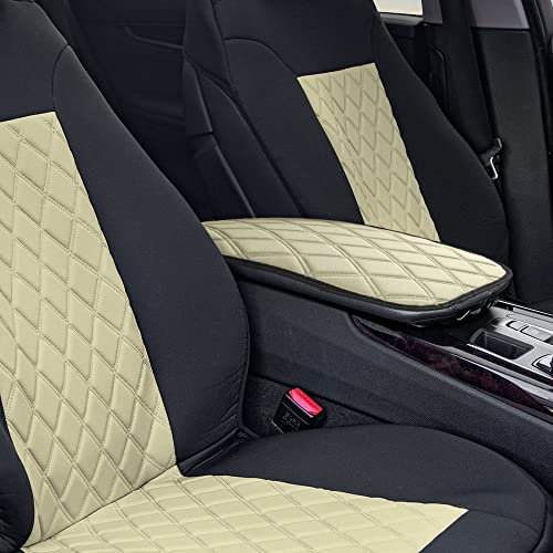 FH Group Neosupreme Beige Diamond Pattern Center Console Pad – Water-Resistant Armrest Cover Protector for Cars, SUVs & Trucks - color: Beige, style: Console Cover (Diamond)