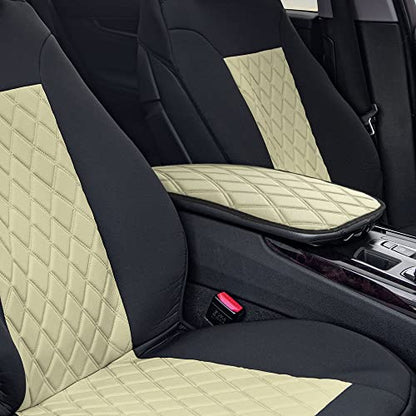 FH Group Neosupreme Beige Diamond Pattern Center Console Pad – Water-Resistant Armrest Cover Protector for Cars, SUVs & Trucks - color: Beige, style: Console Cover (Diamond)