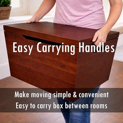 Fully Assembled, Solid Wood Storage Chest with Lid & Handles, Wooden Box, Organizer, Storage, Birthday, Gift, Blankets, Clothes, Keepsakes, Anti-Slam Hinges, 30” Professional Mahogany Finish - color: Mahogany