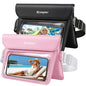 Rynapac 2 Pack Waterproof Fanny Pack for Woman Man, IPX8 Swimming Dry Belt Bag, Passport Wallet Phone Pouch Double Space, Elastic Waistband, Beach Cruise Vocation Essentials 2026 - color: Black+Pink