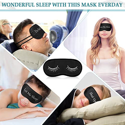 Eurzom 20 Pieces Funny Sleeping Eye Mask Bulk with Adjustable Strap Sleep Blackout Eye Mask for Night Blindfold Cover for Spa Women Men Adult Pajama Party Favors(Black) - color: Black