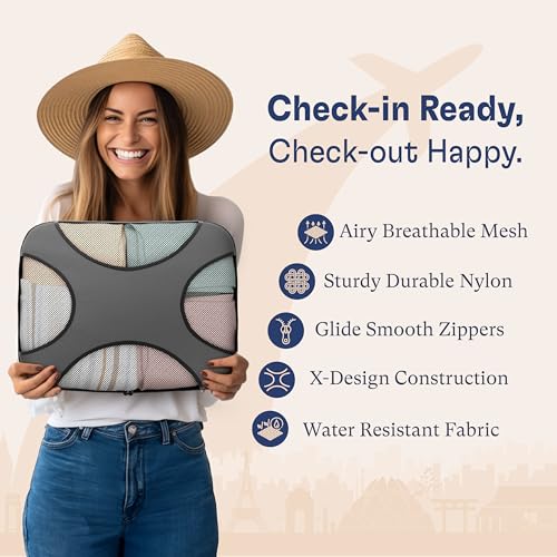 Shacke 8 Set Packing Cubes for Travel – Complete Luggage Organizer Set with Laundry, Shoe, Toiletry & Accessories Bag, Suitcase Travel Organizer (Dark Grey) - color: 8 Set - Dark Grey, size: Set of 8