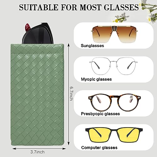 Squeeze Top Sunglass Pouch - Portable Sunglass Organizer Pouch Bags Soft PU Leather Glasses 2 Pack - color: Blue Gray + Lght Purple