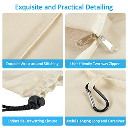 GOGOODA Travel Laundry Bags with Drawstring Closure XL Large Foldable Dirty Clothes bags with Handle Heavy Duty and Washable for College Dorm Travelling Camping, 2 Pack, Black & Beige - color: Black & Beige
