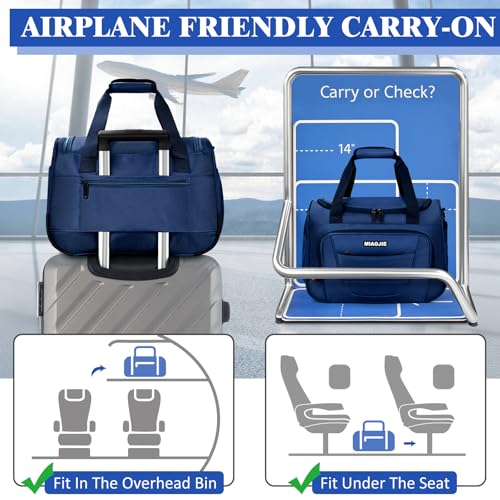 Underseat Carry On luggage Bag Airplanes Personal Item Bags Weekender Overnight Travel Tote Bag Shoulder Small Softside Carry on Luggage Travel Duffel Bags For Men Women -16 IN Navy Blue - color: Navy Blue, size: 16 IN