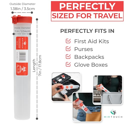 Travel-Sharps - Single Use Travel Sharps Container for AutoPens Needles Syringes - Portable Small Sharp Containers with Locking Lid, Puncture Resistant Transportable Needle Disposal Containers 6 Pack - size: 7in Flat-End (6Pk)