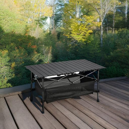 WUROMISE Lightweight Aluminum Folding Camping Table (37.13” x 21.57” x 19.69”), Portable Roll-Up Design for Outdoor, Camping, Beach, BBQ, Patio, and Picnic, Durable & Waterproof with Carrying Bag - size: Medium