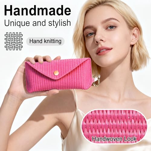 RayLove Glasses Case Hard Shell, Portable Sunglasses case Travel Protection Glasses Case, Reading Glasses Case for Women Men - color: Woven, Rose