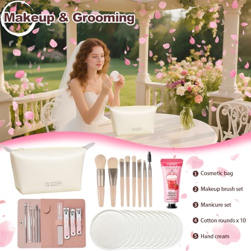 Bridal Emergency Kit for Wedding Day, Women's 40+ Essentials Items for Bride with Cosmetic Bag, Must-Haves for Wedding & Daily Travel, All-in-One Survival Set, Perfect Bride Wedding Gift