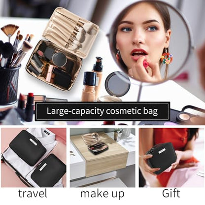 Queboom Travel Makeup Bag Cosmetic Bag Makeup Bag Toiletry bag for women and men (Black) - color: Black