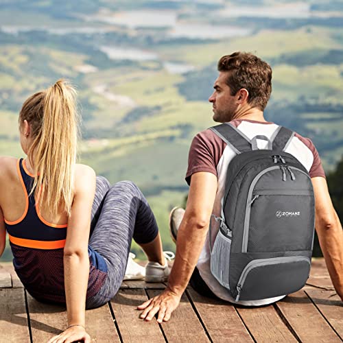 ZOMAKE Lightweight Packable Backpack 30L, Foldable Hiking Backpacks Water Resistant Compact Folding Daypack for Travel(Dimgray) - color: Dimgray