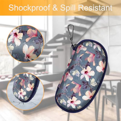 Fintie Sunglasses Case with Carabiner, Hard Shell Shockproof Sport Glasses Cases Travel Zipper Eyeglasses Holder, Blooming Hibiscus - color: Blooming Hibiscus
