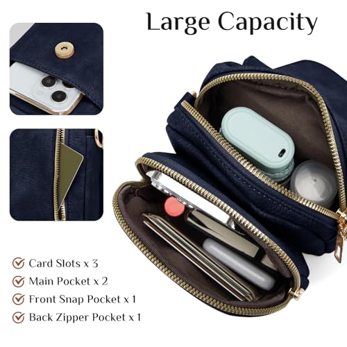 Fashion Small Crossbody Bags for Women Trendy Designer Cell Phone Purses Wallets with Card Holder Anti Theft Travel - color: Darkblue