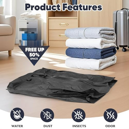 Vacuum Compression Bag with Travel Pump - Waterproof, Reusable, Hard Storage case, Portable Travel Bag Vacuum Bag Kit, Suitable for Camping, Gym, Beach, Moving (Black Bag + Pump) - color: Black Bag + Pump
