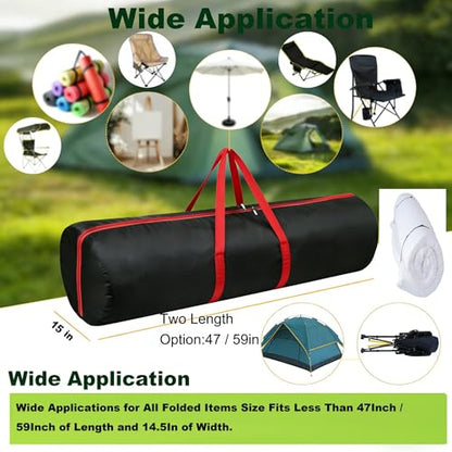 Extra Large 600D Oxford Waterproof Sports Duffle Bag | 2-Way Zippers | 47.2×14.9 Inch Large Foldable Storage Bag for Folding Bed, Mattress, Duvet, Camping Chair, Beach Umbrella (2 Pack) - size: 48*15 inch