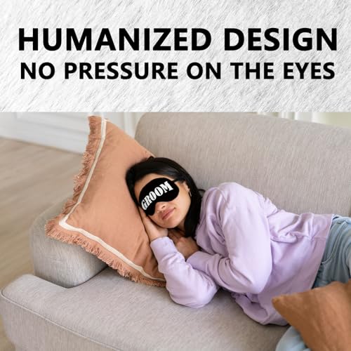 Groom Silk Eye Mask for Sleeping, Groom Black Eye Mask,Bachelorette Gifts Blindfold Adjustable Strap Night Sleep Mask for Bride Groom, Engagement Wedding Gifts Sleeping Mask Eye Cover - color: Black Groom