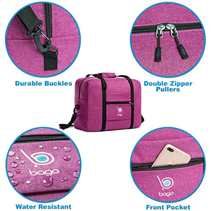 Bago Foldable Duffle Bag - Personal Item & Small Carry On for Air Travel - Fits 18x14x8 inches, Ideal for Spirit & Frontier Airlines - color: SnowPink