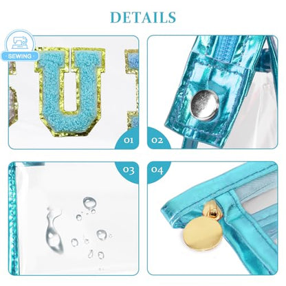 COSHAYSOO Sunscreen Bag Clear Makeup Toiletry Pouch Beach Vacation Essentials for Women Teen Girls Trip Gifts Summer Pool Travel Must Have Accessories Waterproof Stuff - color: Blue-SUN