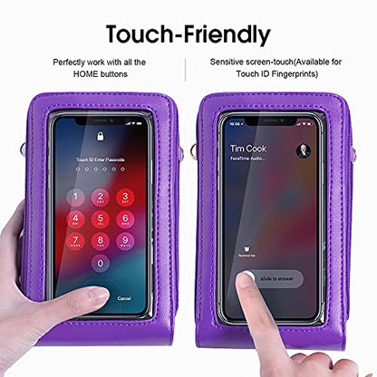 Crossbody Cellphone Purse Women Touch Screen Bag RFID Blocking Wallet Handbag Shoulder Strap - color: Purple-small, size: Small
