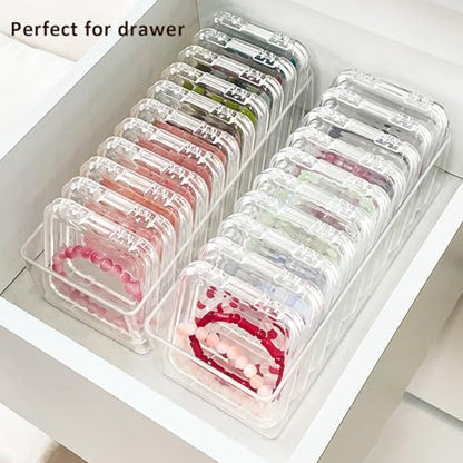 15 Pcs Clear Travel Jewelry Cases with Storage Box Plastic Jewelry Organizer Protective Container for Bracelets, Necklaces, Earrings, Powder Puff, Press-on Nails