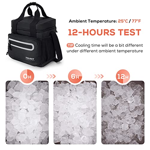 TOURIT Large Lunch Bag 14L Insulated Lunch Box Lunch Cooler for Men Women Work, Black - color: Black