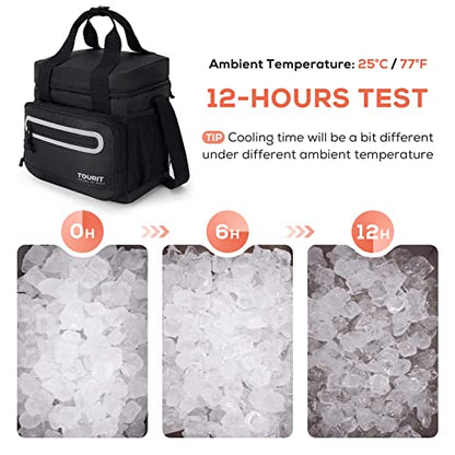 TOURIT Large Lunch Bag 14L Insulated Lunch Box Lunch Cooler for Men Women Work, Black - color: Black