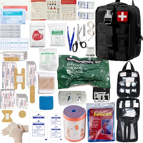 Universal IFAK Trauma First Aid Kit Molle Pouches Emergency Survival Kit Suitable for Home, car, Travel, Camping, Hiking, Sports, Outdoor Emergencies-Quick Response First Aid Essentials (Black) - color: Black