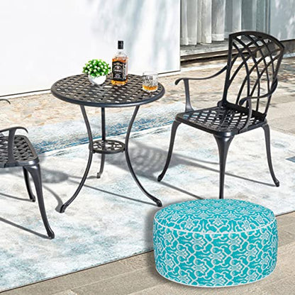 Inflatable Outdoor Ottoman,20"x9" Portable Patio Pouf,Water Resistant,Fade-Resistant,Round Blow Up Footrest Stools for Home Garden Camping Travel(Romantic Blue) - color: Romantic Blue