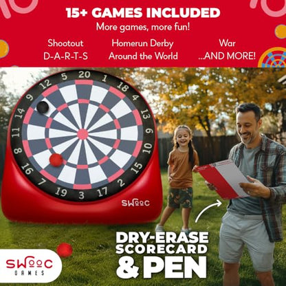 Swooc Games - Premium Inflatable Giant Kick Darts (15+ Ways to Play) - Jumbo Soccer Dartboard with Air Pump - Big Carnival Games - Giant Outdoor Games - Oversized Dart Board Yard & Lawn Game - size: XL - 8ft