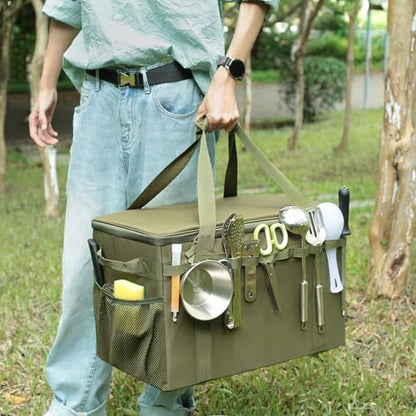 Tactical Camping Storage Bag - 46L Utility Tote Bag Trunk Organizer (Army Green) - color: Army Green