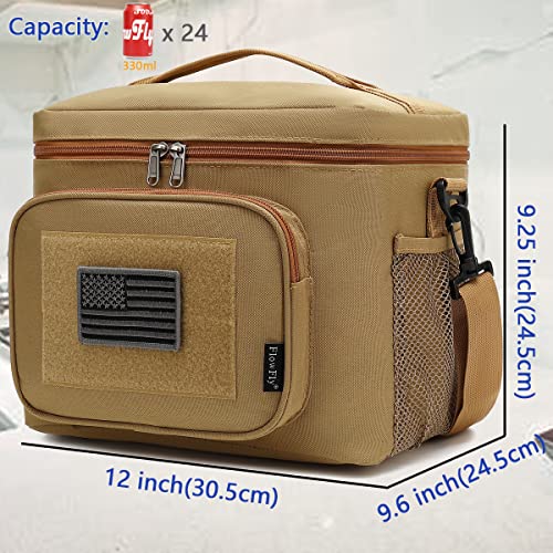 FlowFly Lunch Bag, Insulated Cooler, Thermal Lunch Box Tote with MOLLE/PALS Webbing, Adjustable Padded Shoulder Strap, for Tactical Men Women Adults and Boys Girls Kids (Brown, Large) - color: Brown, size: Large
