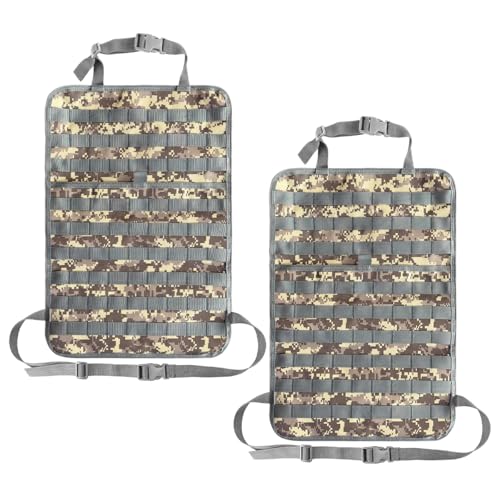 2 PCS Car Seat Back Organizer, Tactical MOLLE Sag Proof Vehicle Panel Backseat Cover Protector, Universal Molle Nylon Storage Bag Seat Back Hanger Pad for Car Truck SUV Pickup (Camouflage ACU) - color: Camouflage ACU, 2 PCS