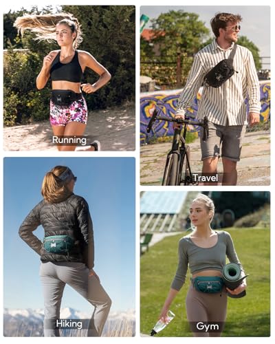 WATERFLY Lightweight Small Fanny Pack: 1.5L Mini Slim Crossbody Waist Belt Hip Bag with RFID Blocking, Anti-Theft & Water Resistant Pouch for Women Men Travel Hiking Running Walking EDC - color: Black