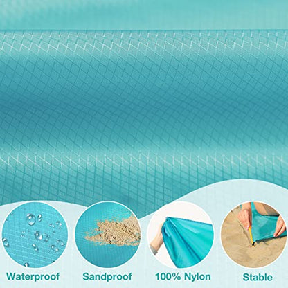 BYDOLL Nylon Beach Blanket Waterproof Sandproof 78''x110'' Oversized Suits 1-7 Adults Sand Free Extra Large Blanket Lightweight Soft Picnic Mat for Beach Essentials - color: Green, size: 78''x 110''
