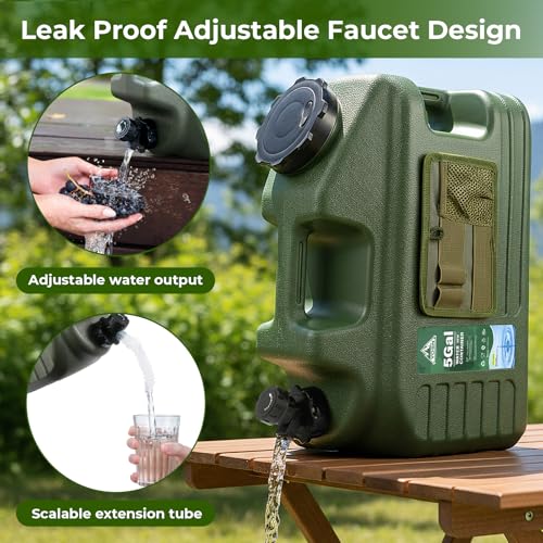 5 Gallon Water Jug with Pump, Camping Water Container, BPA Free Portable Water Dispenser with Spigot, Leak-Proof Large Camping Water Jug for Emergency Storage,Outdoor,Hiking