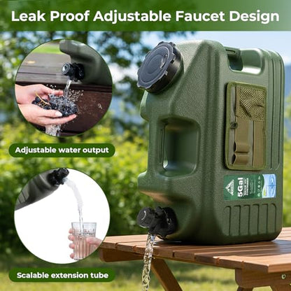 5 Gallon Water Jug with Pump, Camping Water Container, BPA Free Portable Water Dispenser with Spigot, Leak-Proof Large Camping Water Jug for Emergency Storage,Outdoor,Hiking