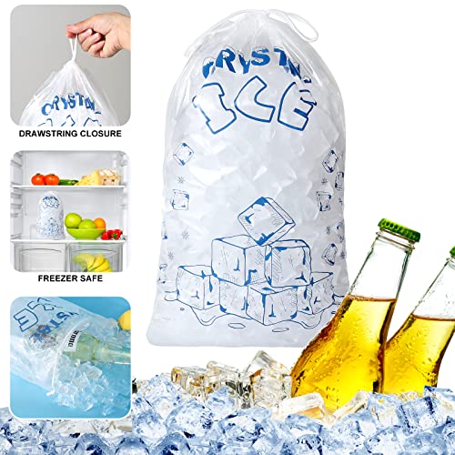 Ice Bags 10 lb with Drawstring, 50 Count Ice Bags for Ice Machine, Heavy-Duty Reusable Ice Cube Bag, Portable Storage and Freezer Keeper - size: 10LB