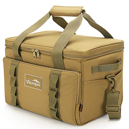 Cooler Bag 48-Can Insulated Leakproof Soft Cooler Large Collapsible Portable Travel Cooler Bags 32L for Picnic, Waterproof Soft Ice Chest for Camping, Beach, Fishing, Outdoor - 32 Quart - color: Brown
