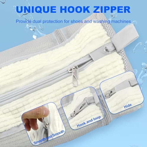 Shoe Washing Machine Bag, Laundry Shoe Bag with Side External Network for Washer and Dryer Reusable Shoe Cleaning Bag for Sneaker Tennis Unstain Cleaner Kit (2pc-white) - color: with side bag-White(2pcs)